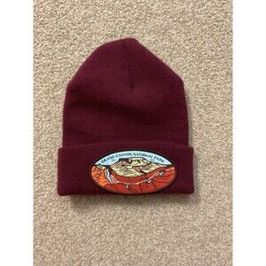 Grand Canyon National Park Beanie Hat Maroon Burgundy Oval Patch EST 1919